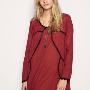 ASOS BURGUNDY COTTON CROCHET SWING DRESS